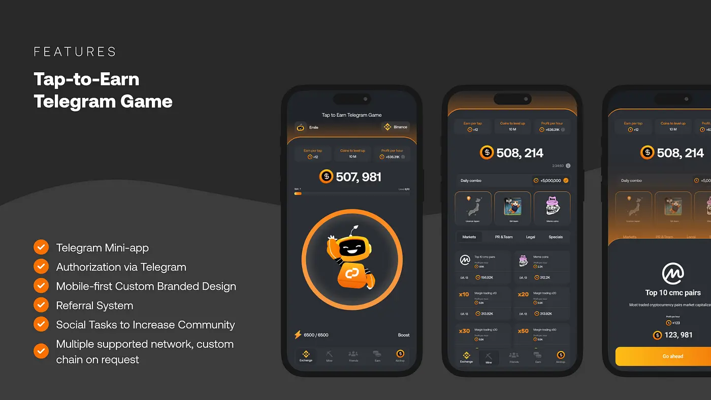 Telegram Web3 mini app for token generation and community engagement