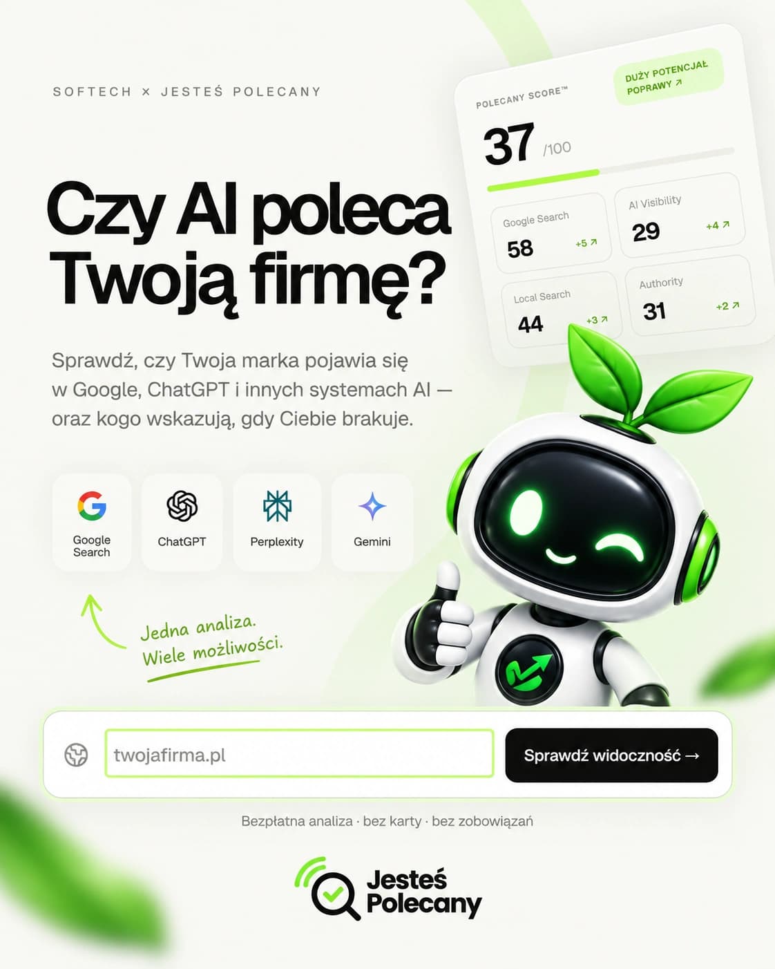 Jesteś Polecany case study cover asking whether AI recommends your company