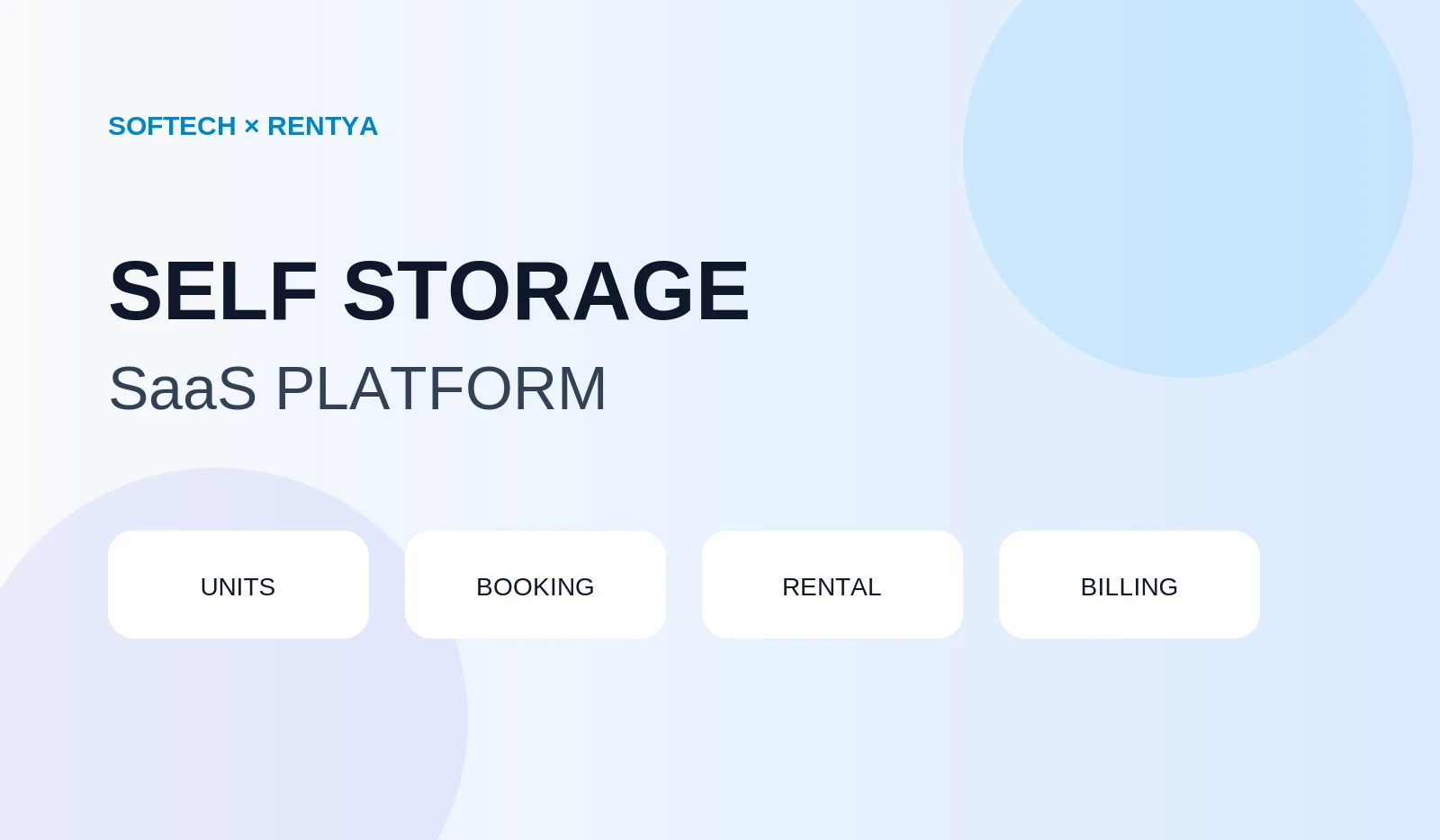 Rentya SaaS platform architecture for self-storage management