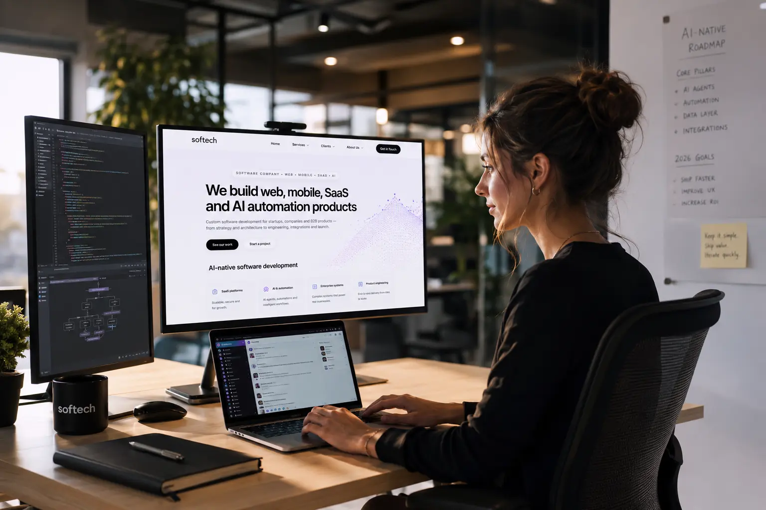 AI-native software development workflow with SaaS architecture, product engineering, automation and enterprise systems