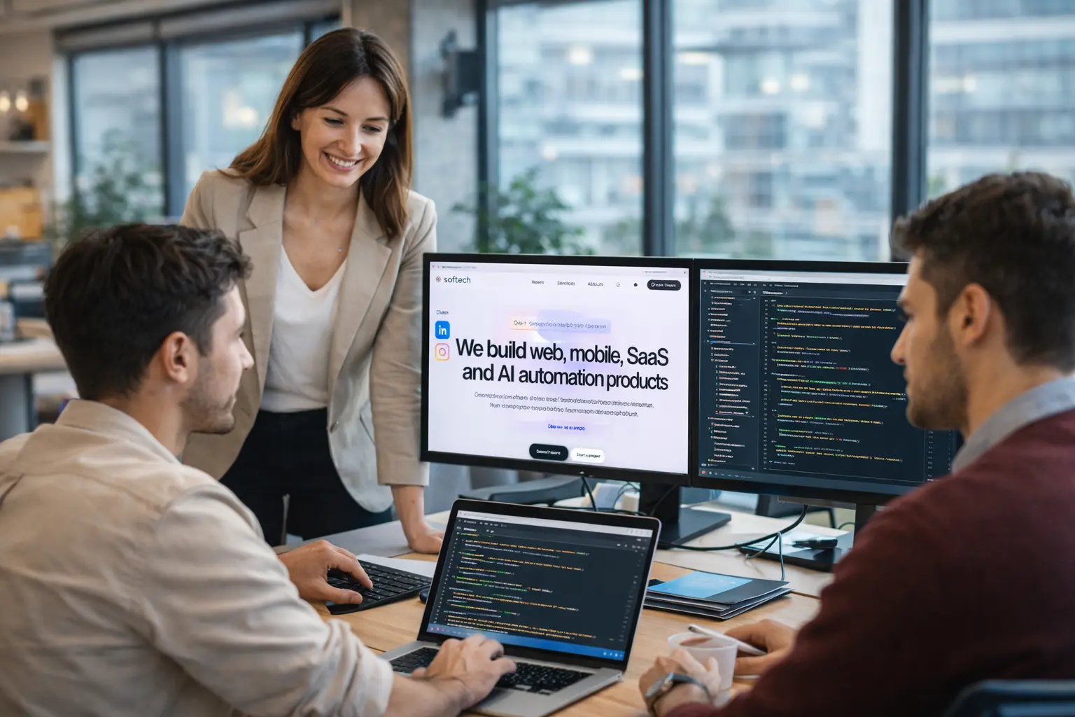 Custom business software development process with React, Next.js, React Native and NestJS for web and mobile products