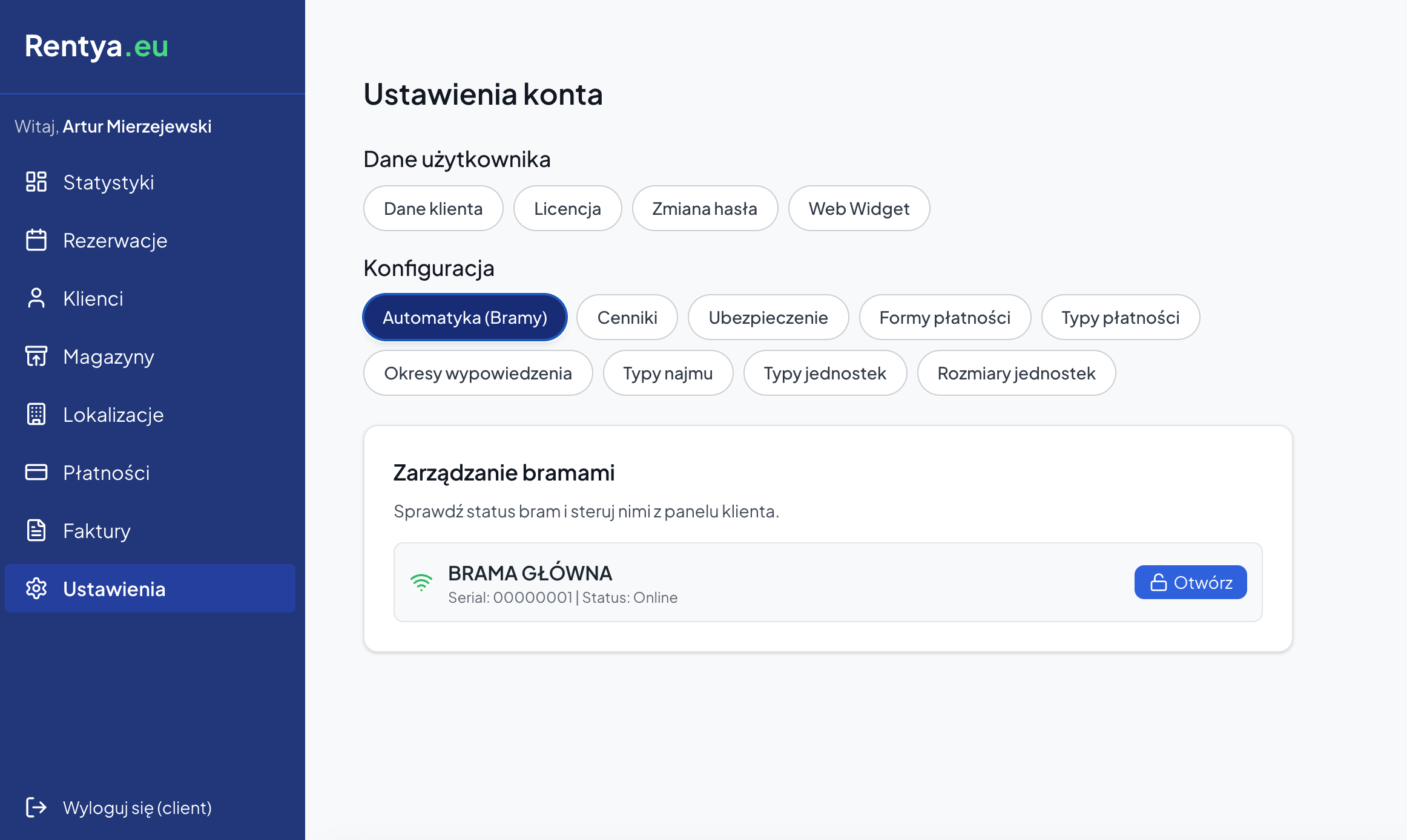 Panel administratora obiektu