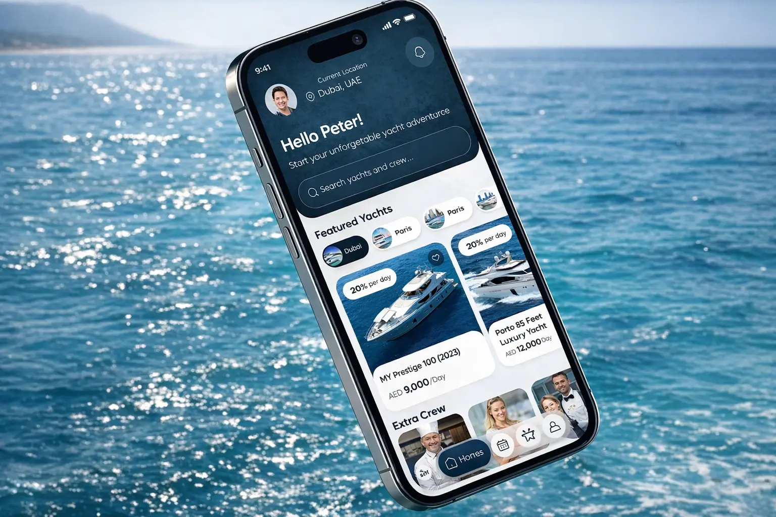 Custom yacht rental platform for Dubai with yacht booking, crew management and premium service configuration